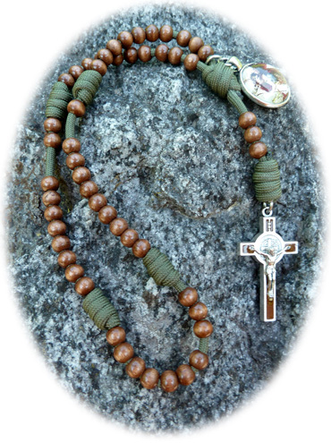 Wood bead paracord rosary