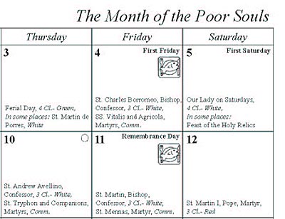 calendar: November close-up