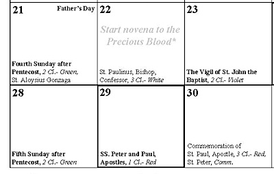 calendar: June  close-up