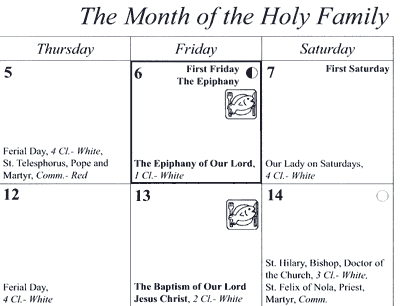 calendar: January holy water spread